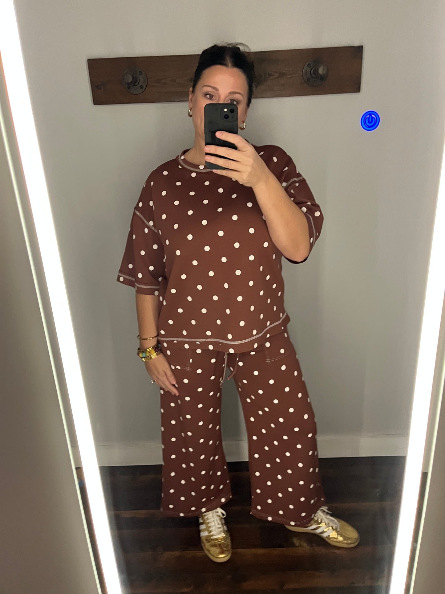 Raelynn Polka Dot Set | Brown/White