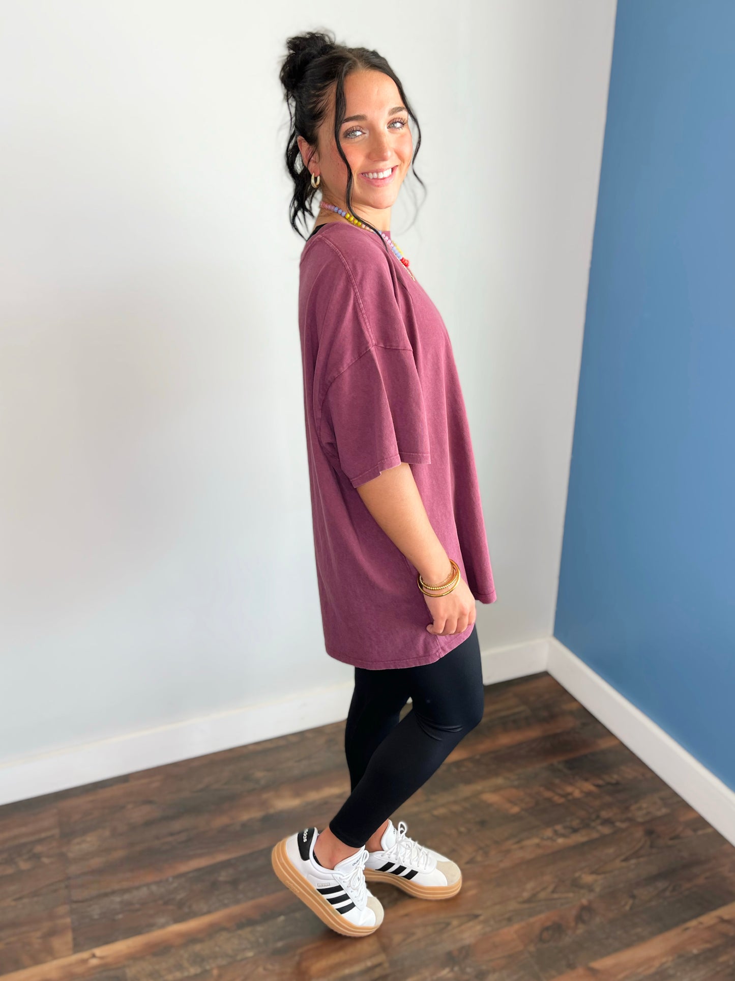 Stevie Mineral Washed Oversized Tee | Dark Cherry