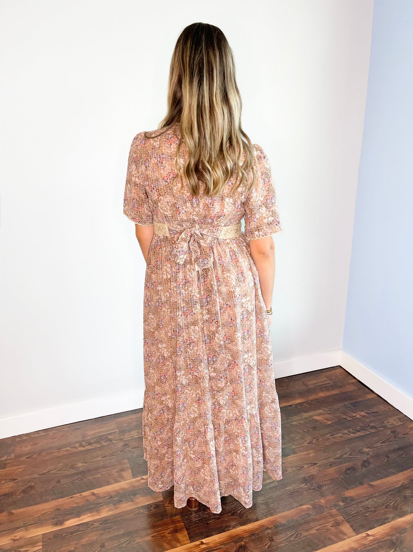 Missy Lace Trim Button Down Maxi Dress