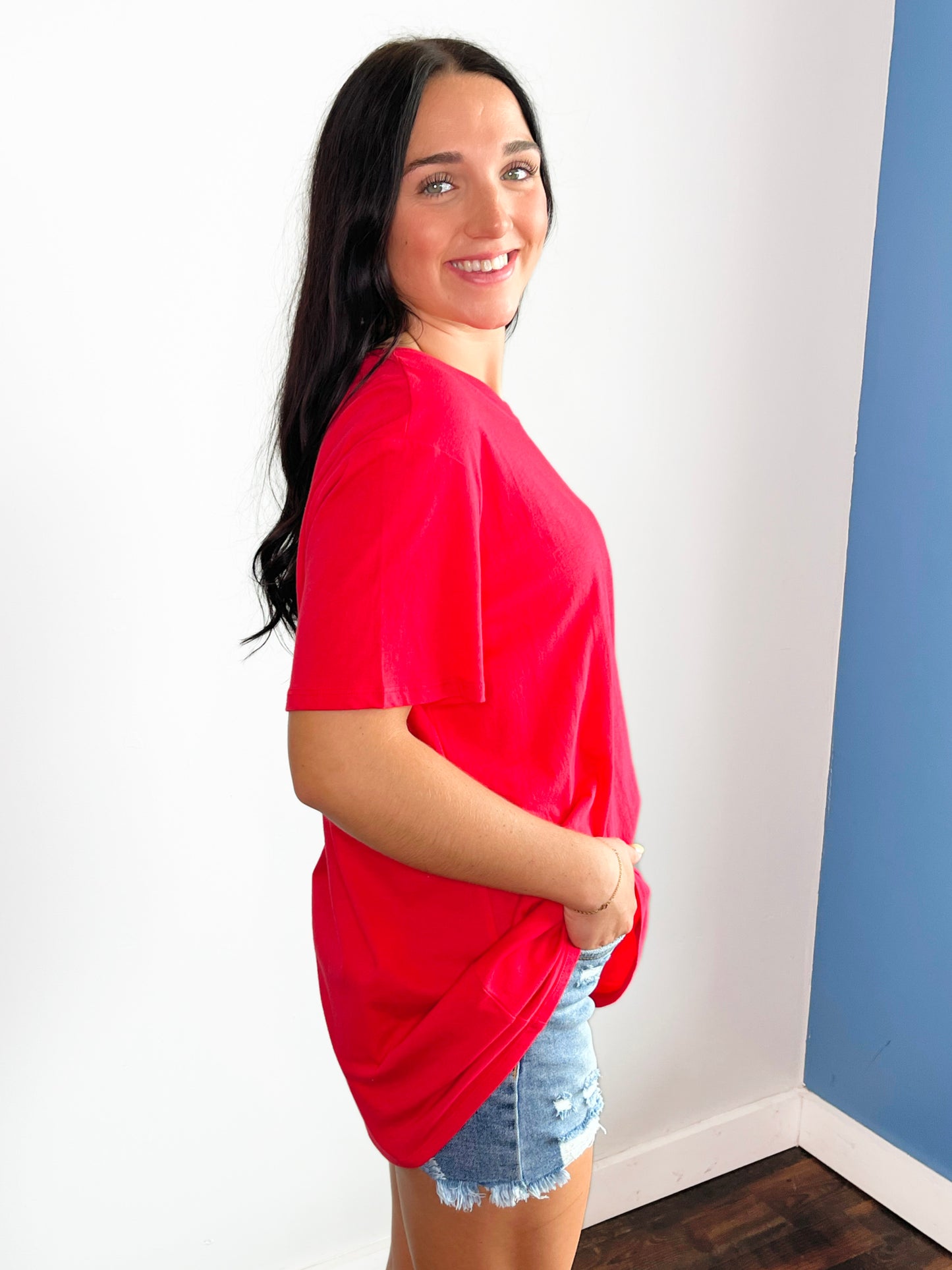 Jessa Boyfriend Tee | Red