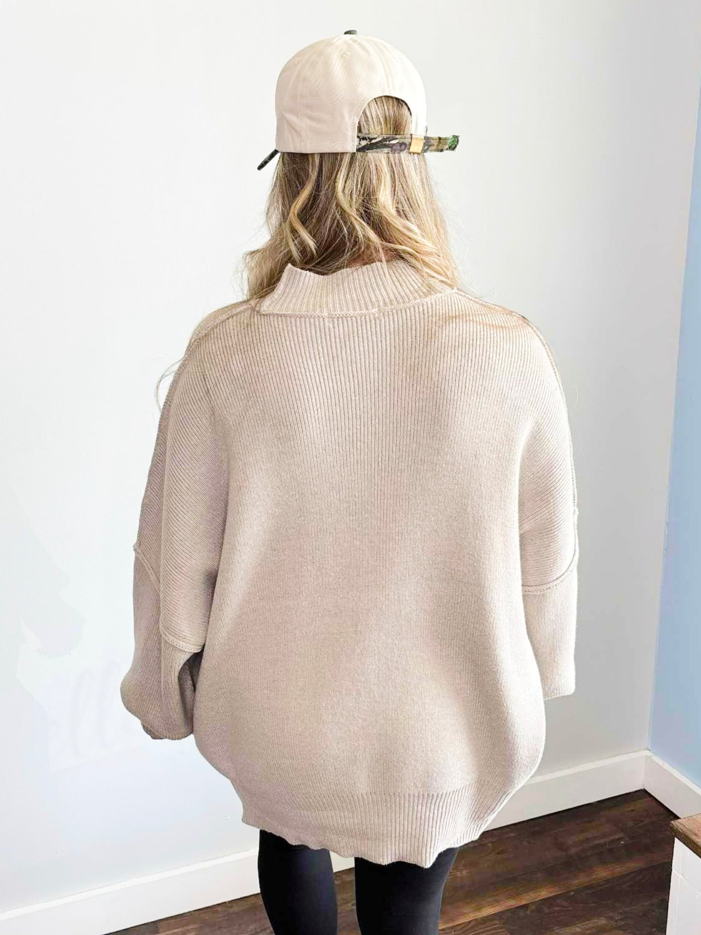 Bonnie Side Slit Oversized Sweater | H. Mocha