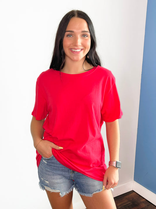 Jessa Boyfriend Tee | Red