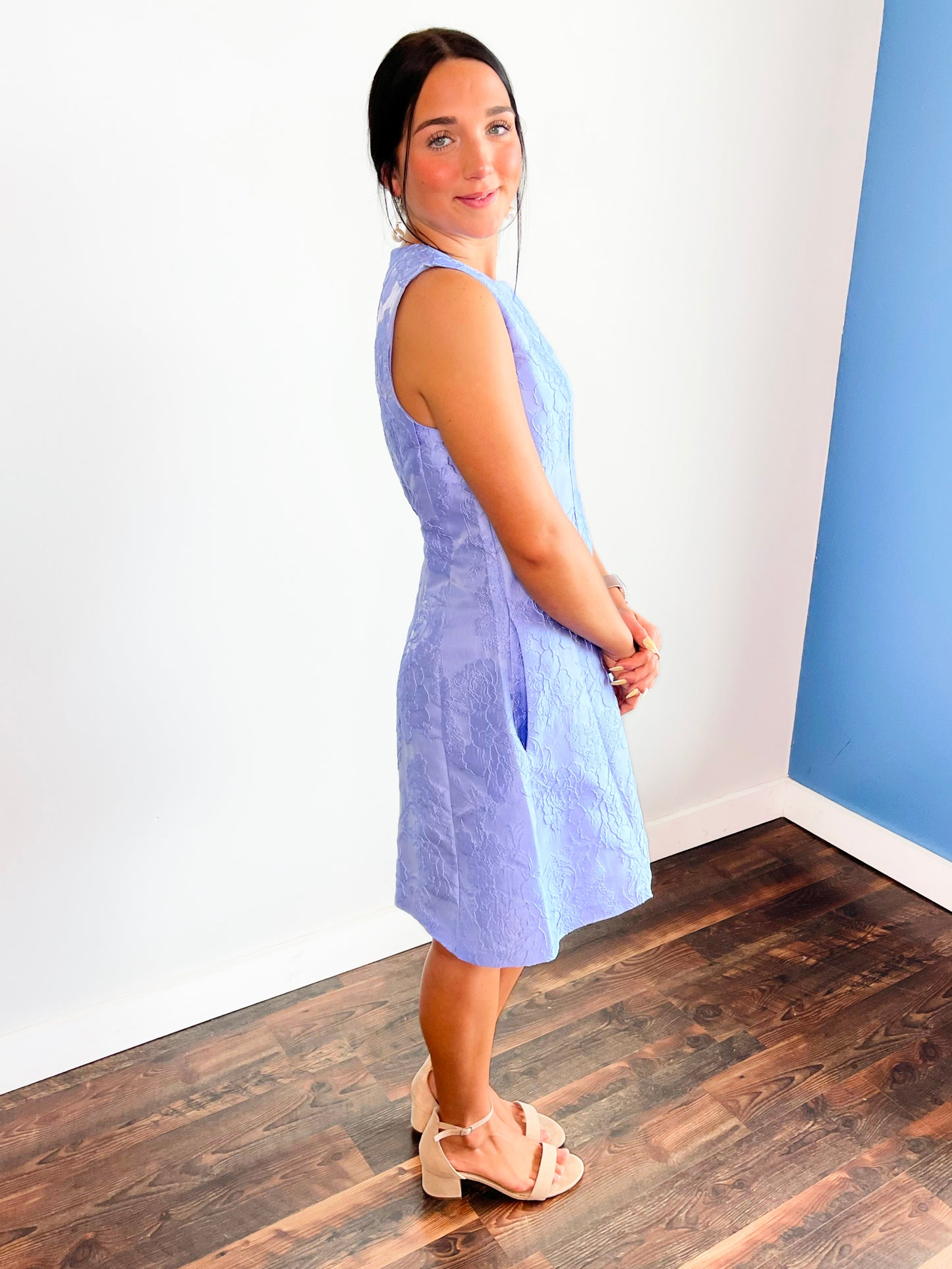 Vivienne Floral Jacquard Dress | Blue
