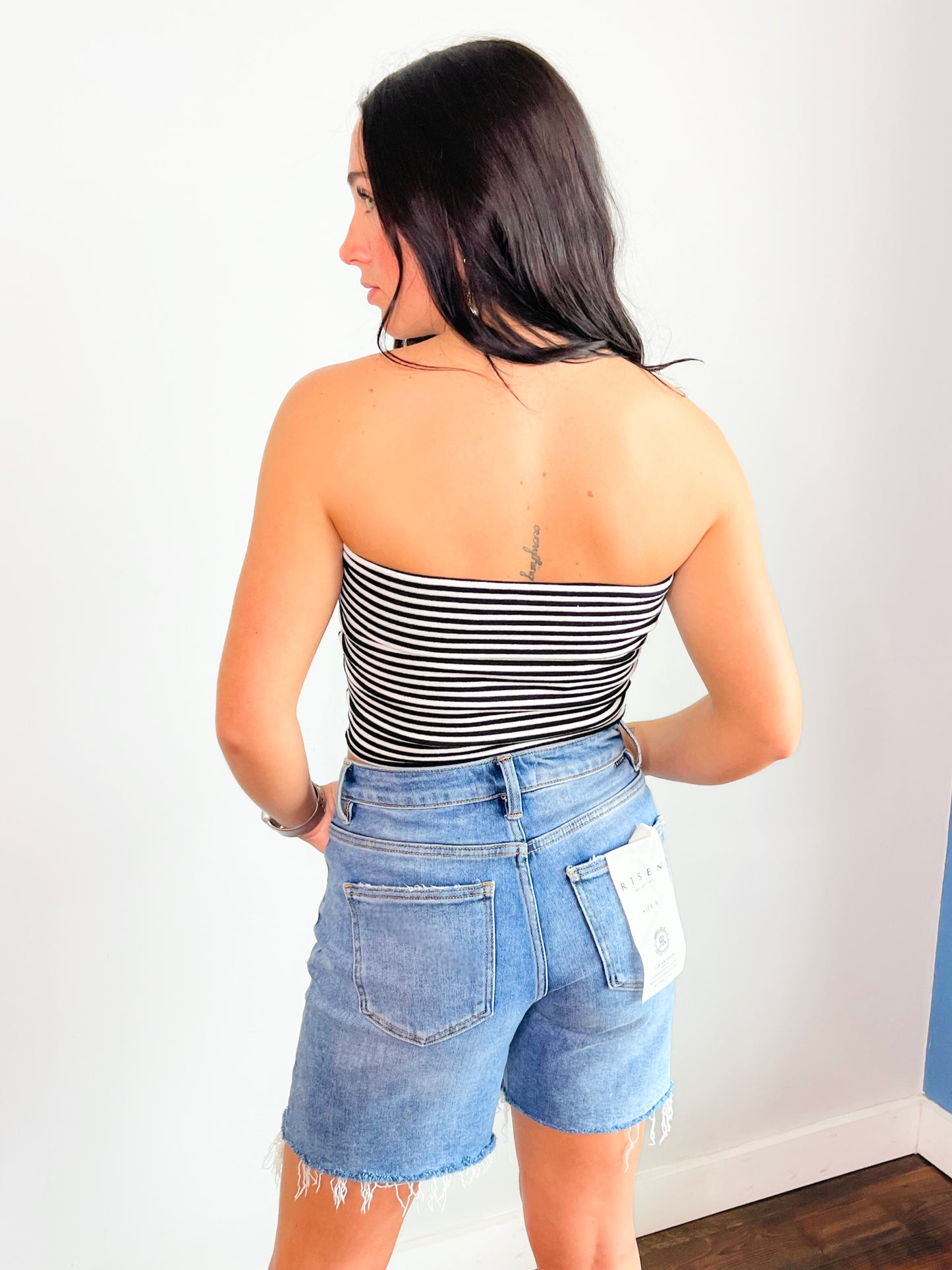 Effie Fold Over Tube Top | Black