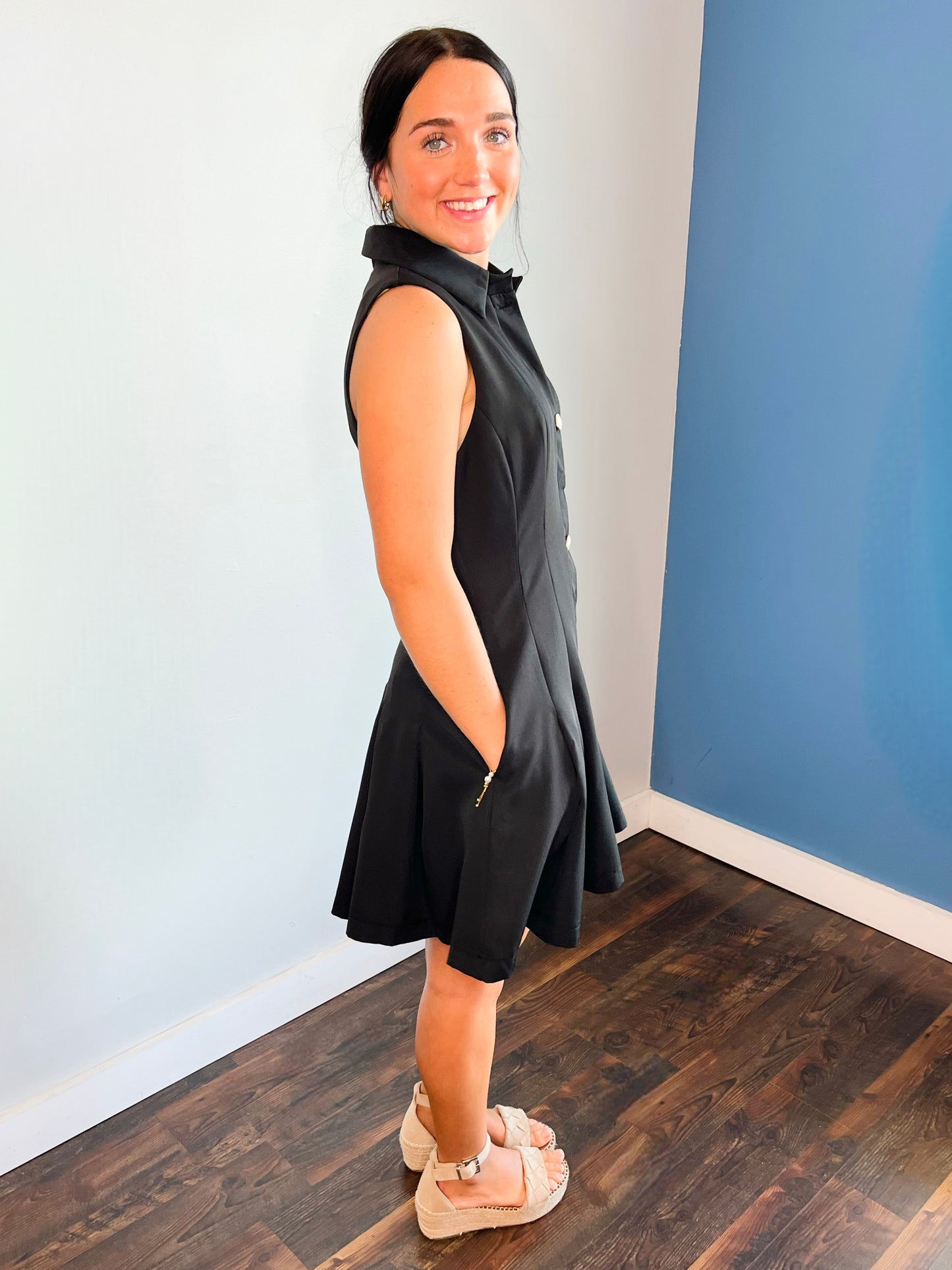 Hollis Button Down Dress | Black