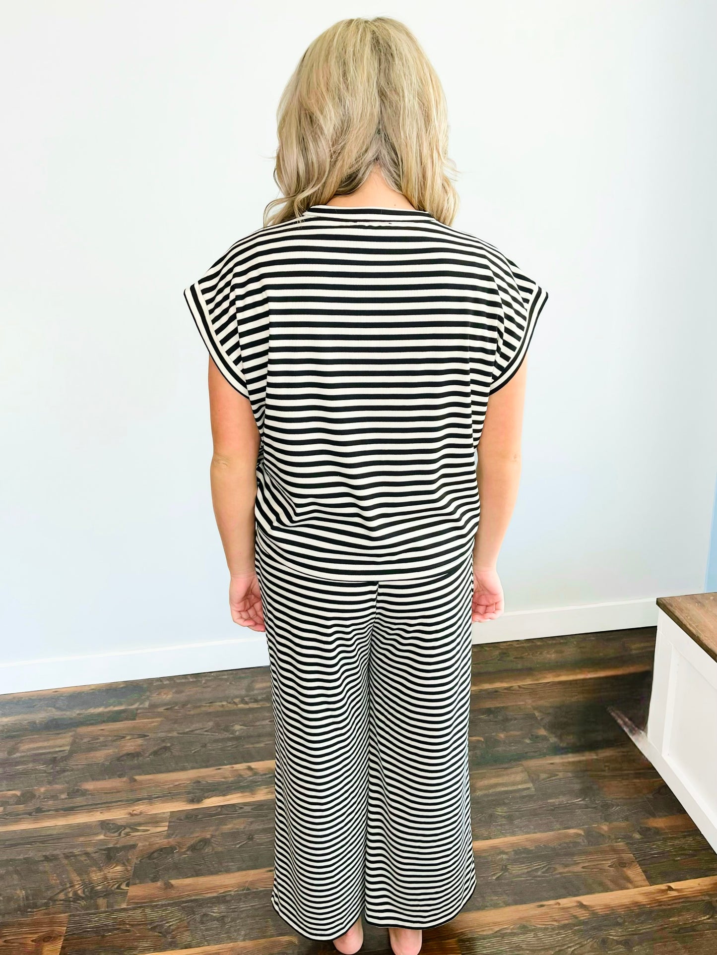 Walker Ribbed Top & Pants Set | Black/Cream
