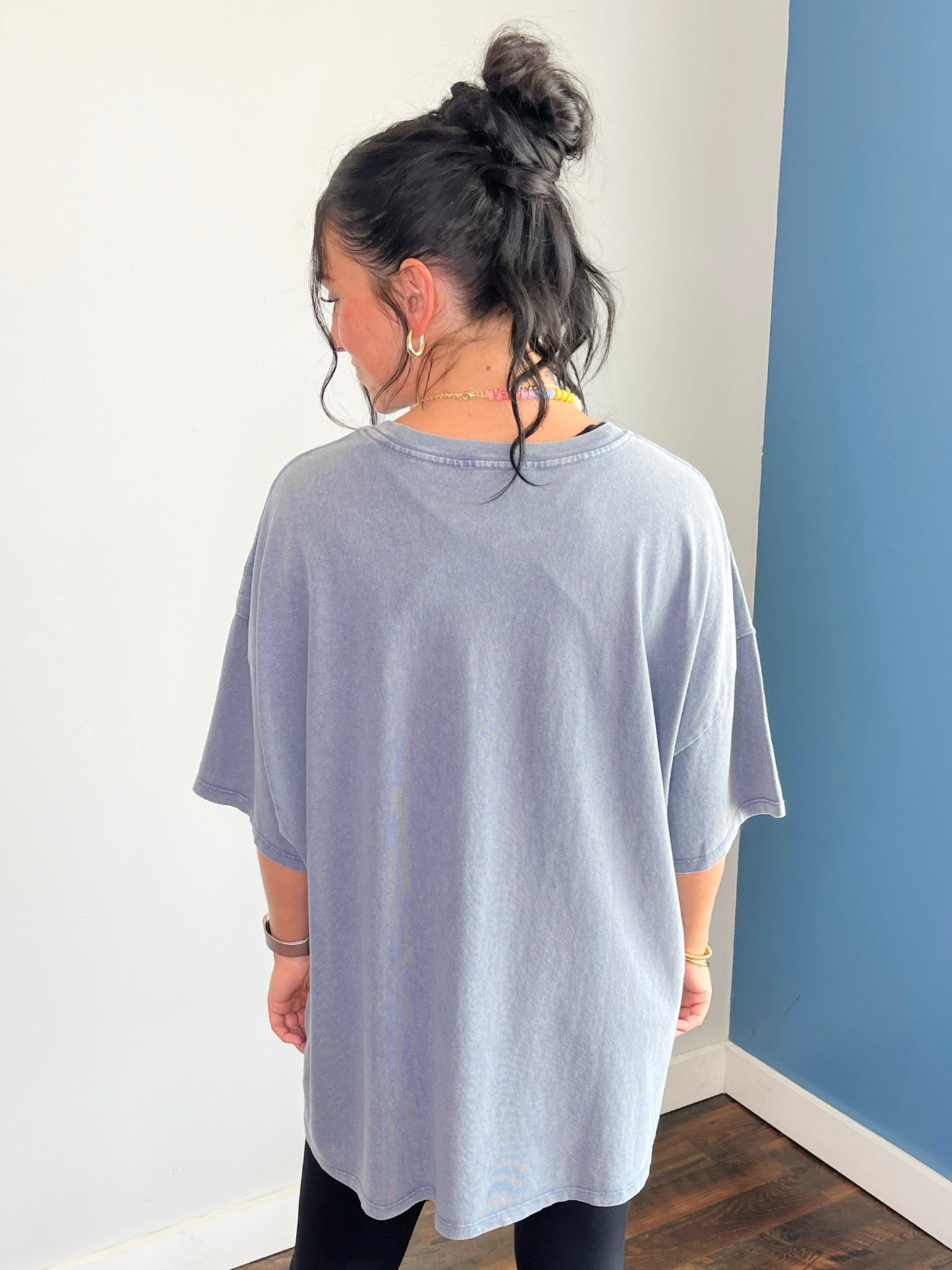 Stevie Mineral Washed Oversized Tee | Dusty Navy