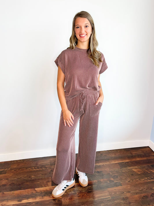 Jasper Ribbed Knit Set | Brown