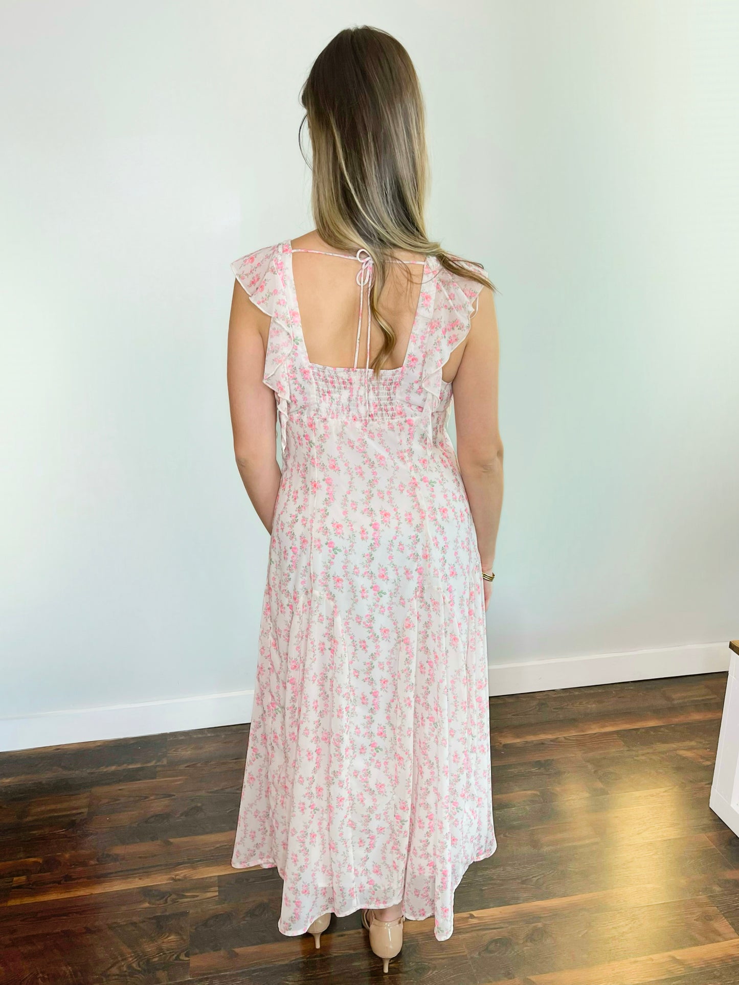 Goldie Floral Flutter Sleeve Dress