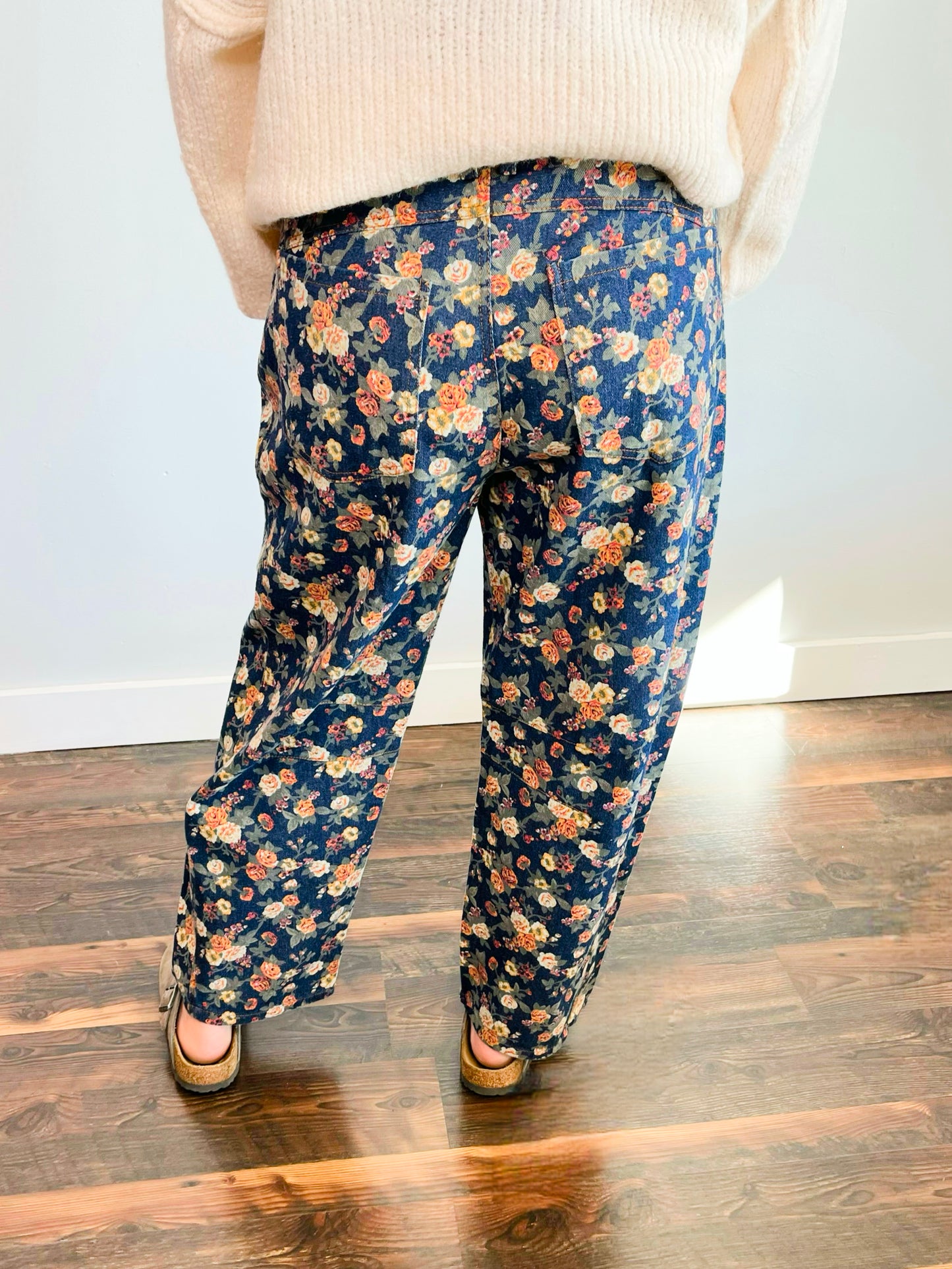 Mae Floral Denim Barrel Jeans