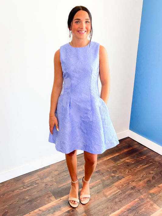 Vivienne Floral Jacquard Dress | Blue