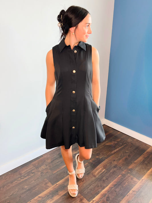 Hollis Button Down Dress | Black