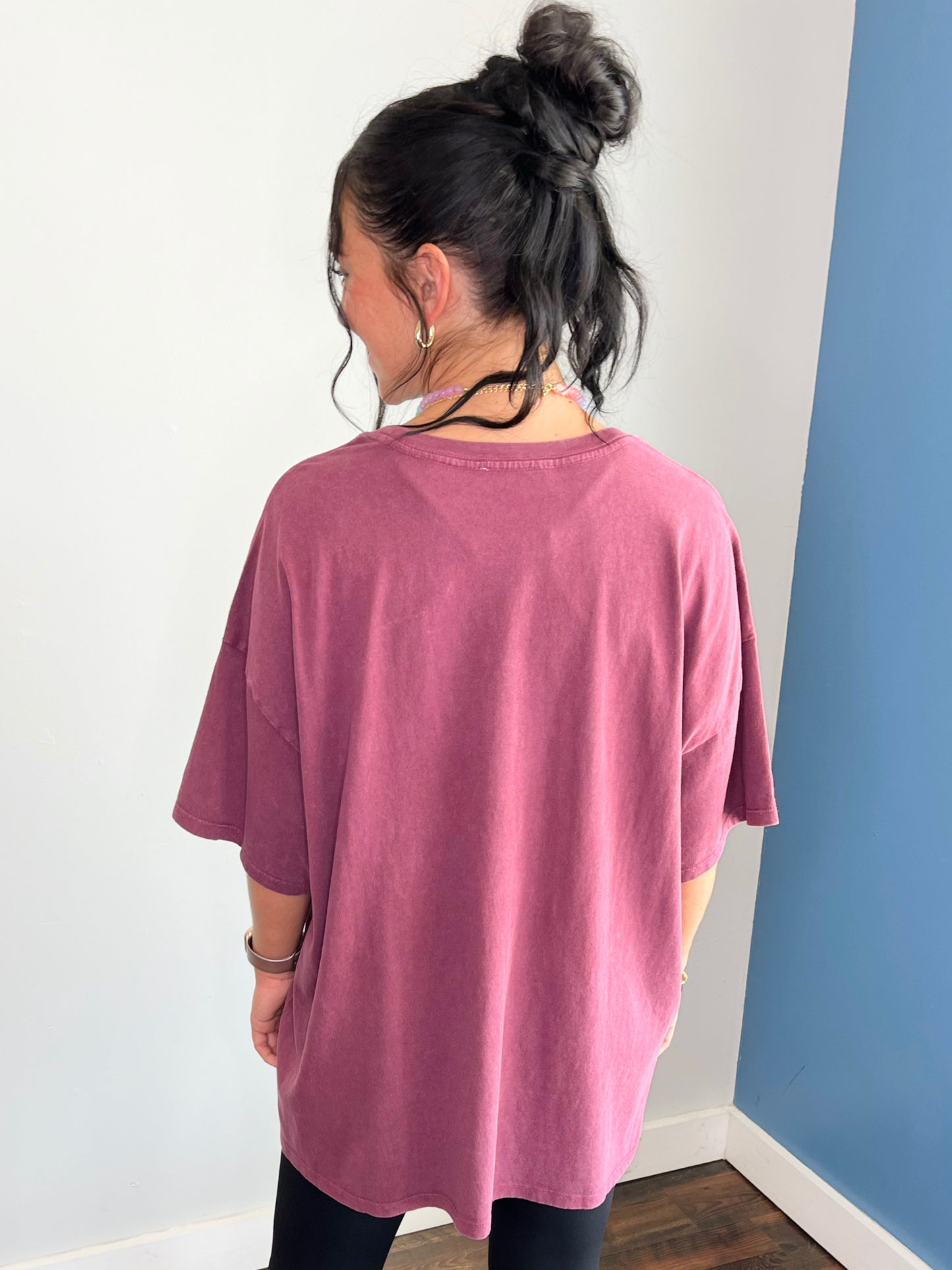 Stevie Mineral Washed Oversized Tee | Dark Cherry