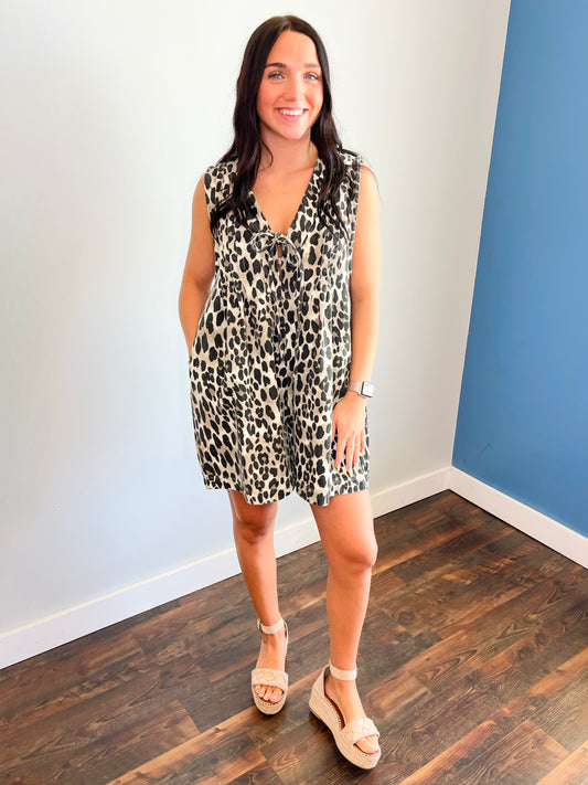 Gilli Leopard Denim Romper
