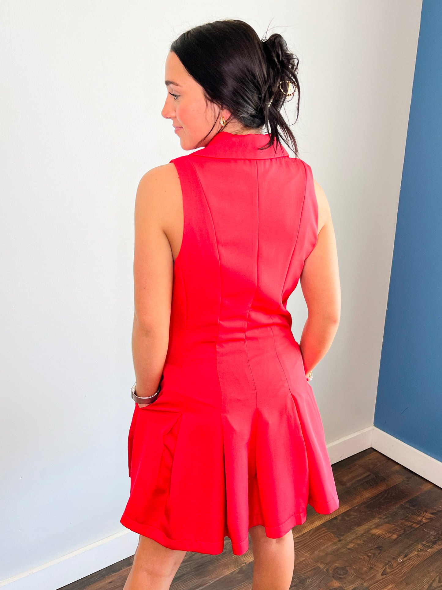 Hollis Button Down Dress | Red