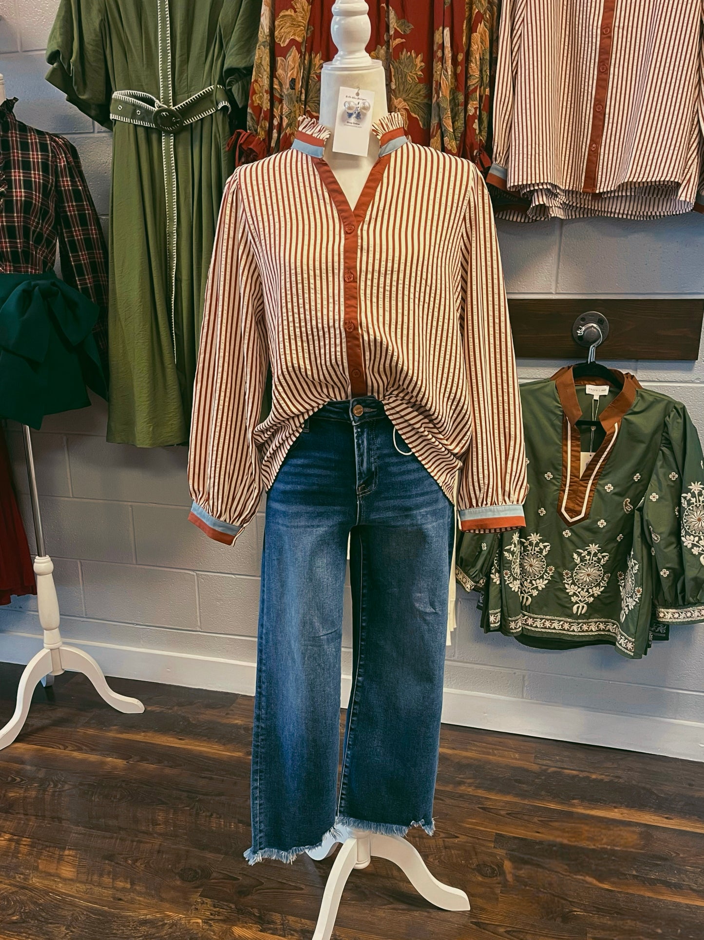 Emily Striped Button-Down Top