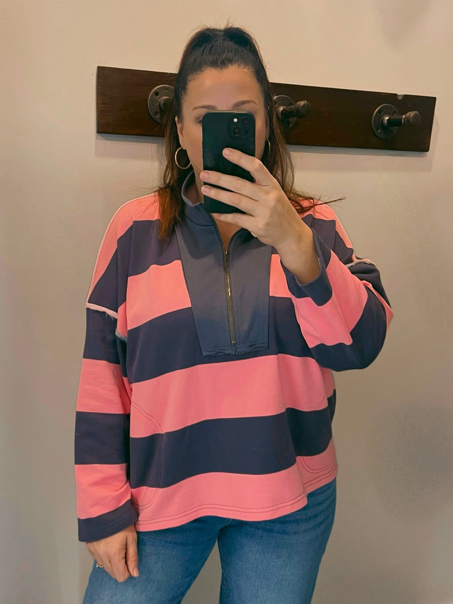Janessa Striped Quarter Zip