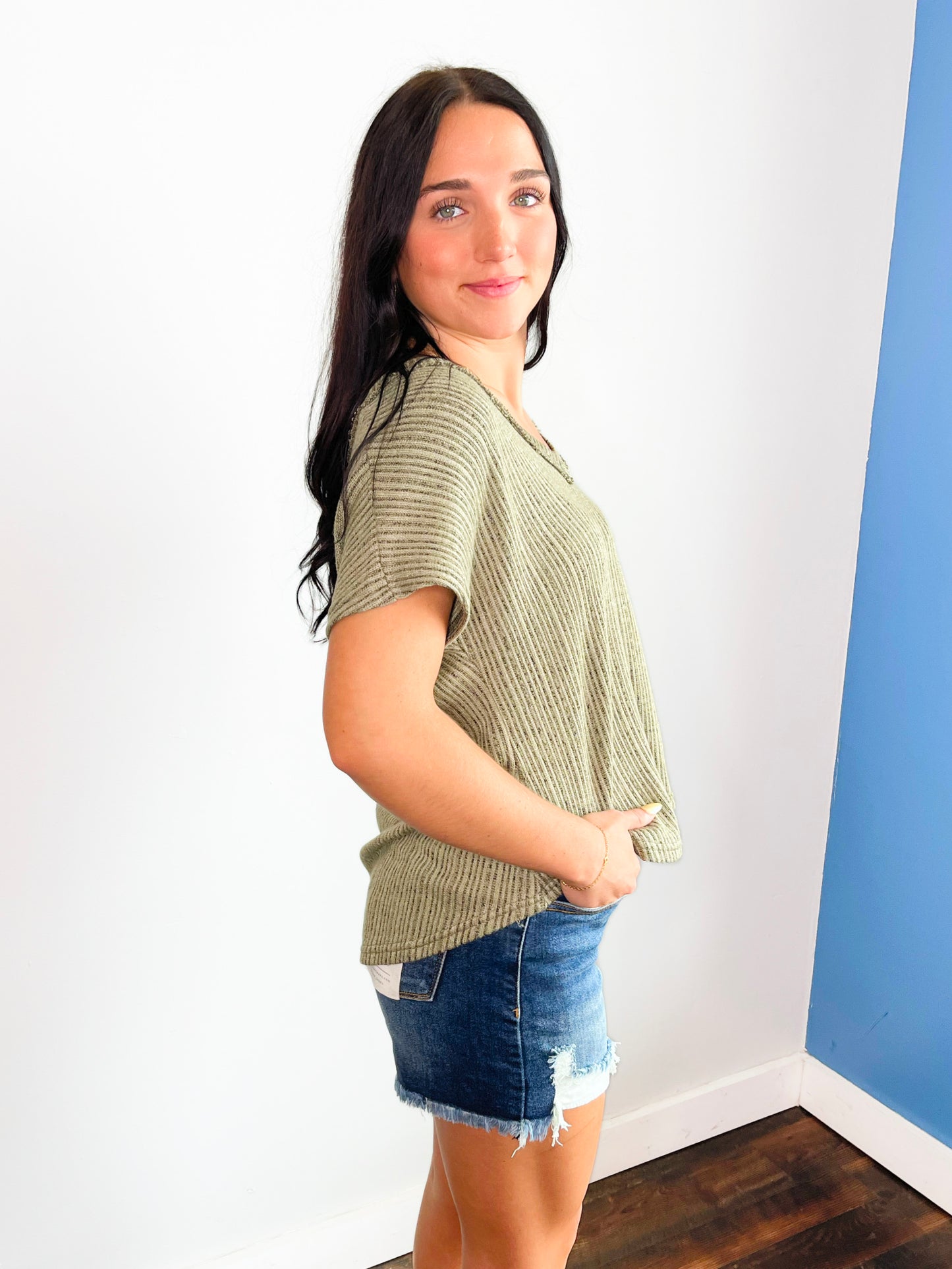 Landon Ribbed Knit Top | Olive