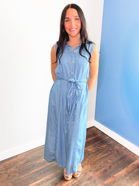 Sloane Button Down Chambray Dress