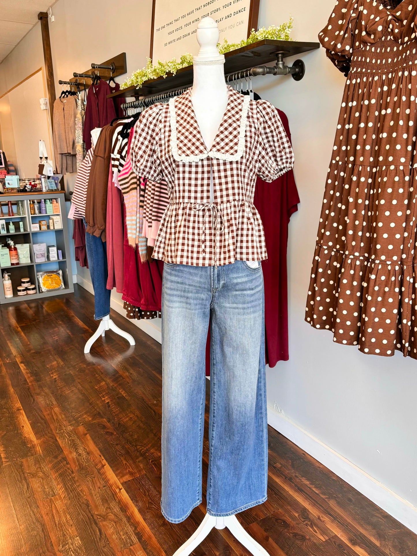 Marta Gingham Peter Pan Blouse