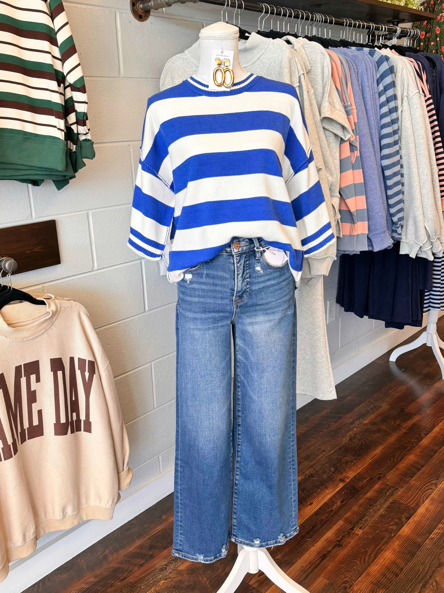 Jaycee Striped Knit Top | Blue/White