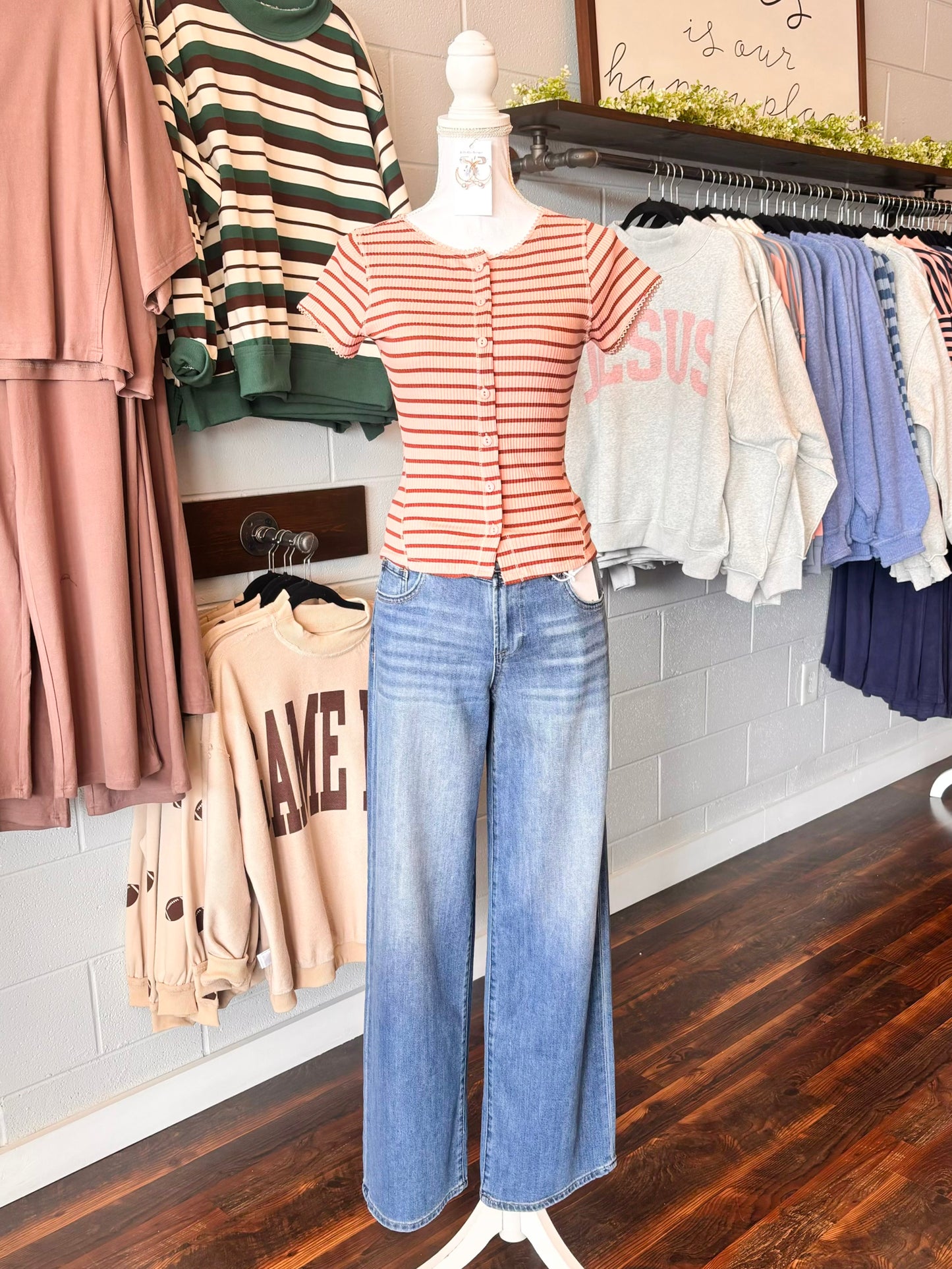 Jonah Striped Button Down Top