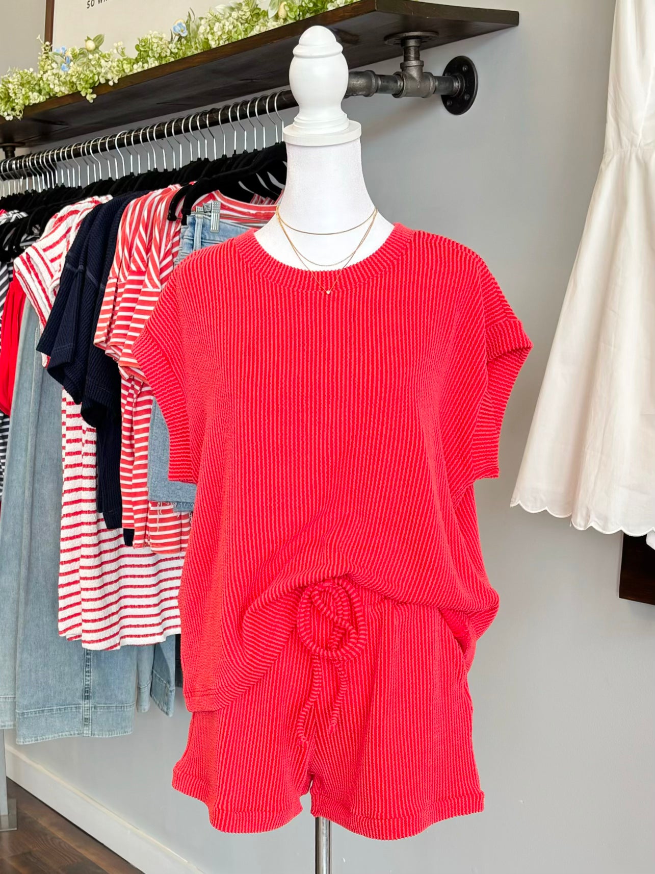 Bailey Ribbed Short Set | Ruby