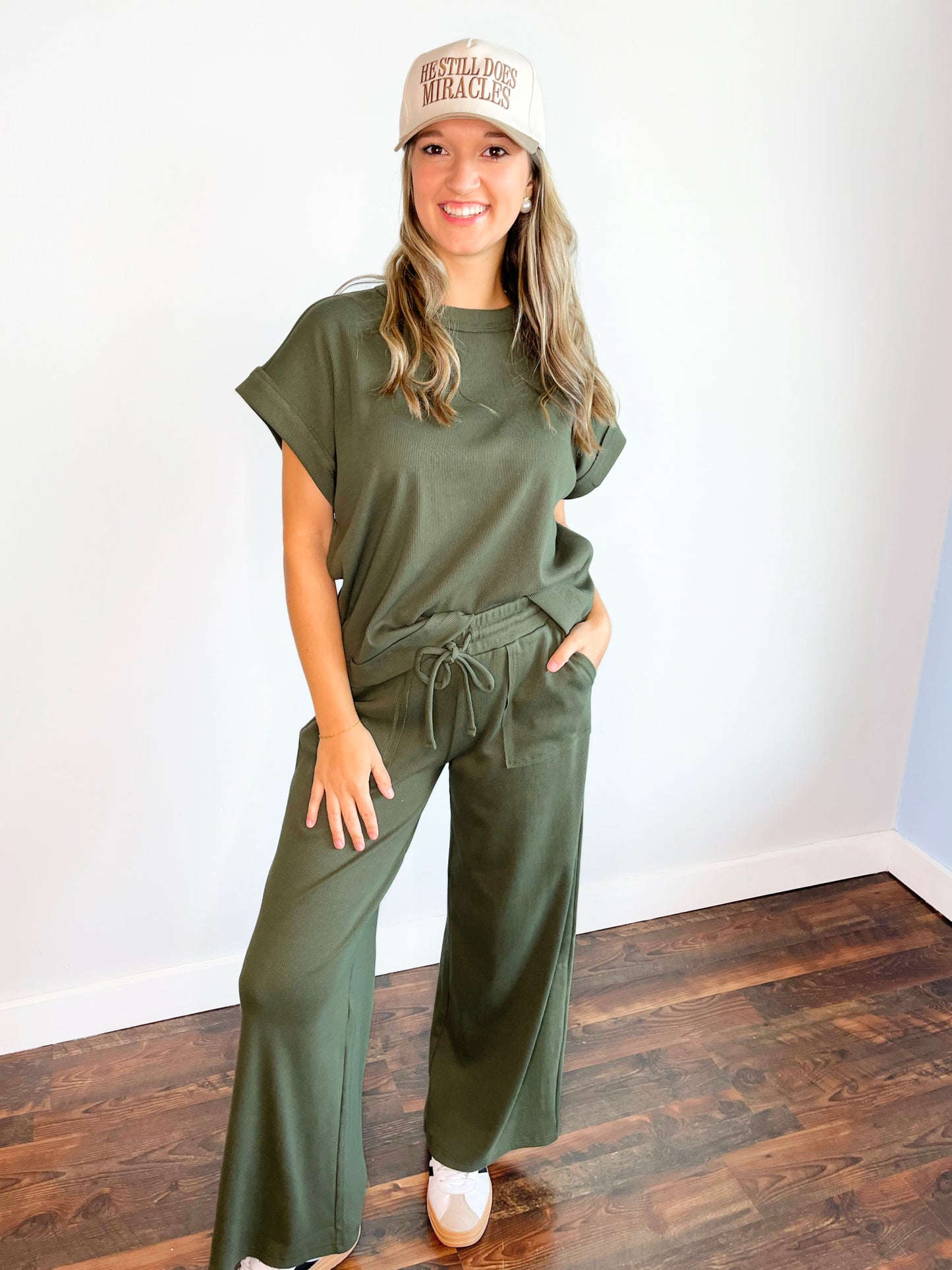 Hannah Ribbed Knit Set | Olive