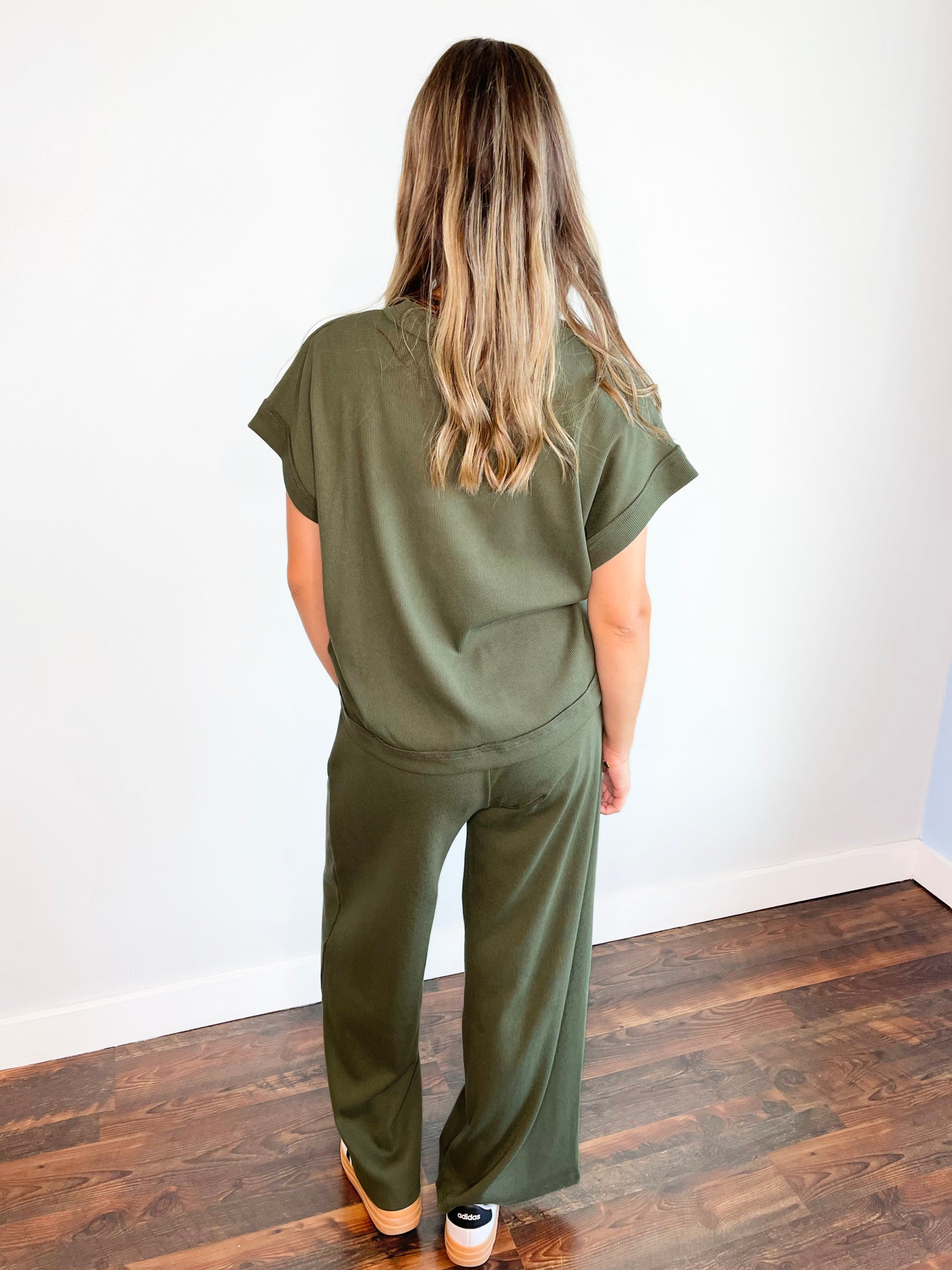 Hannah Ribbed Knit Set | Olive