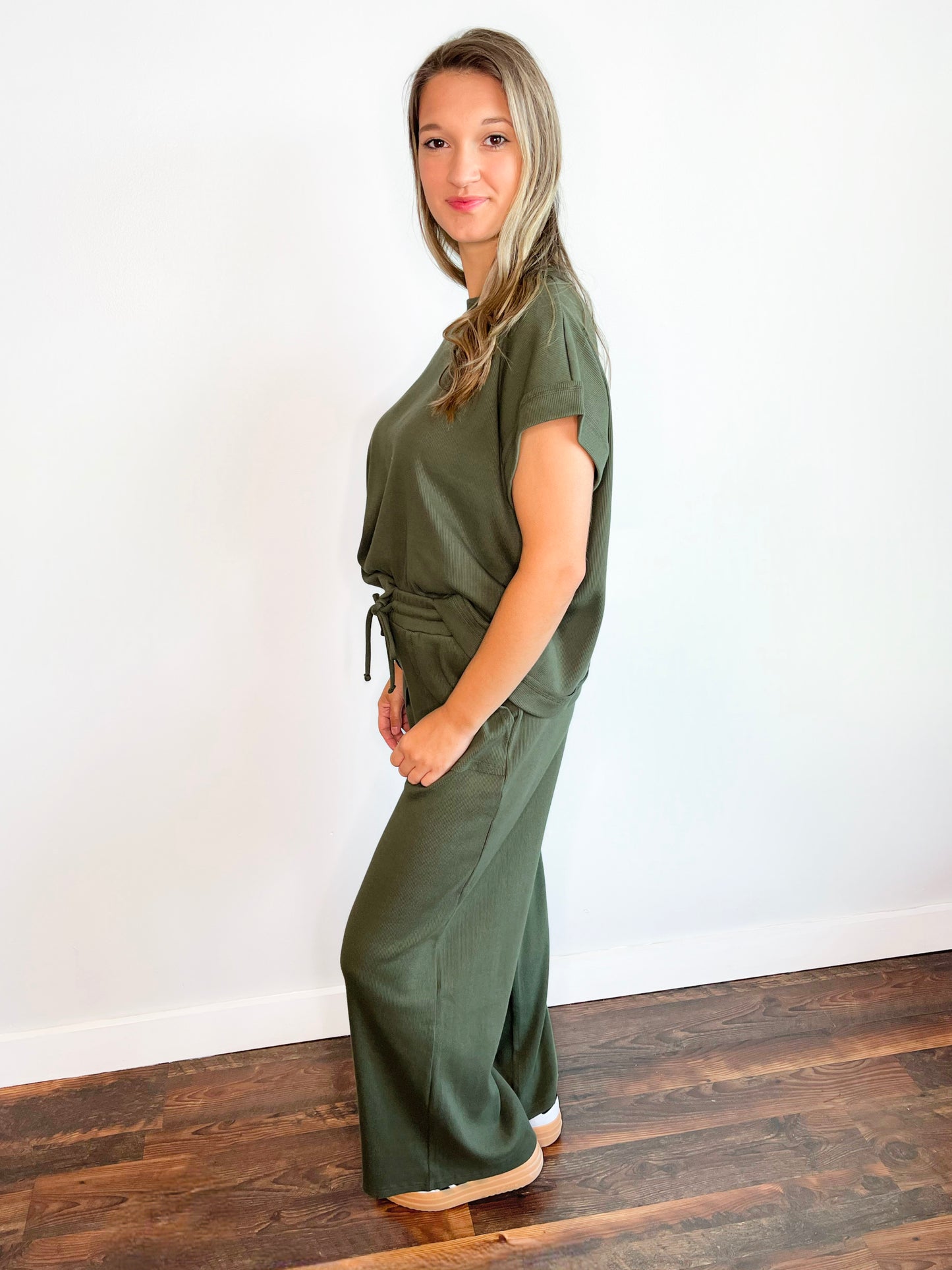 Hannah Ribbed Knit Set | Olive
