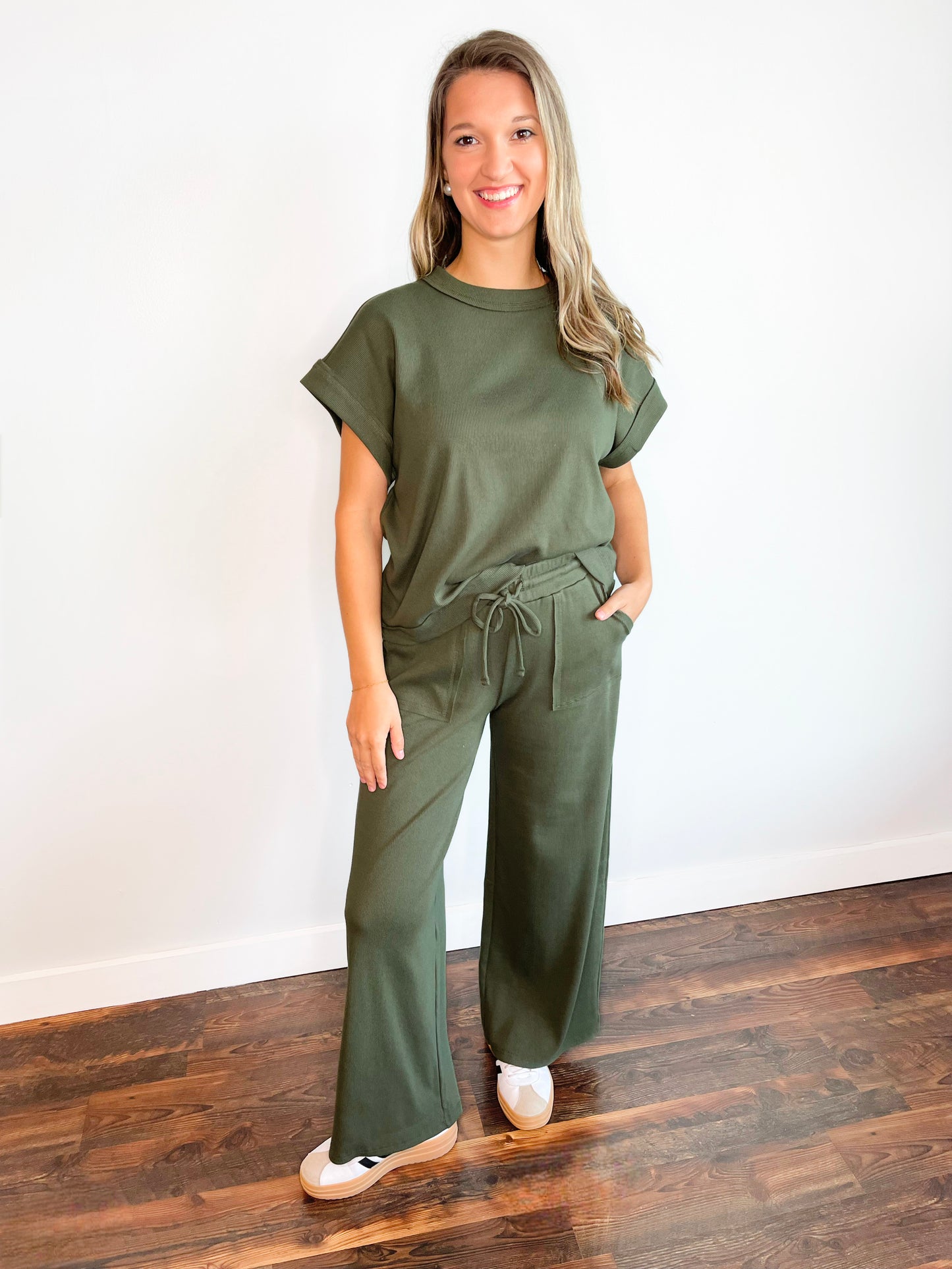 Hannah Ribbed Knit Set | Olive