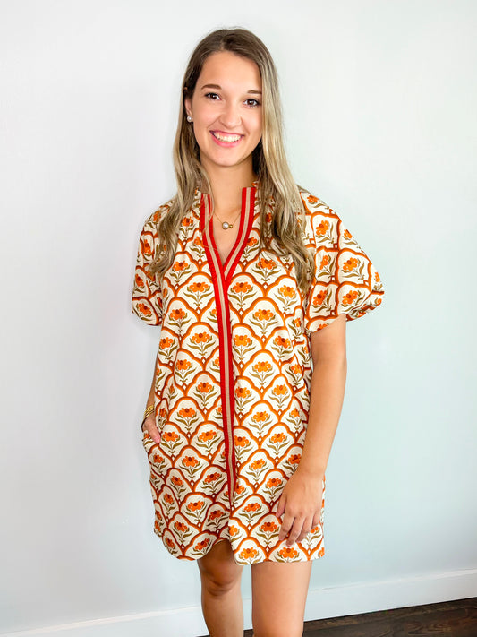 Macy Botanical Puff Sleeve Dress