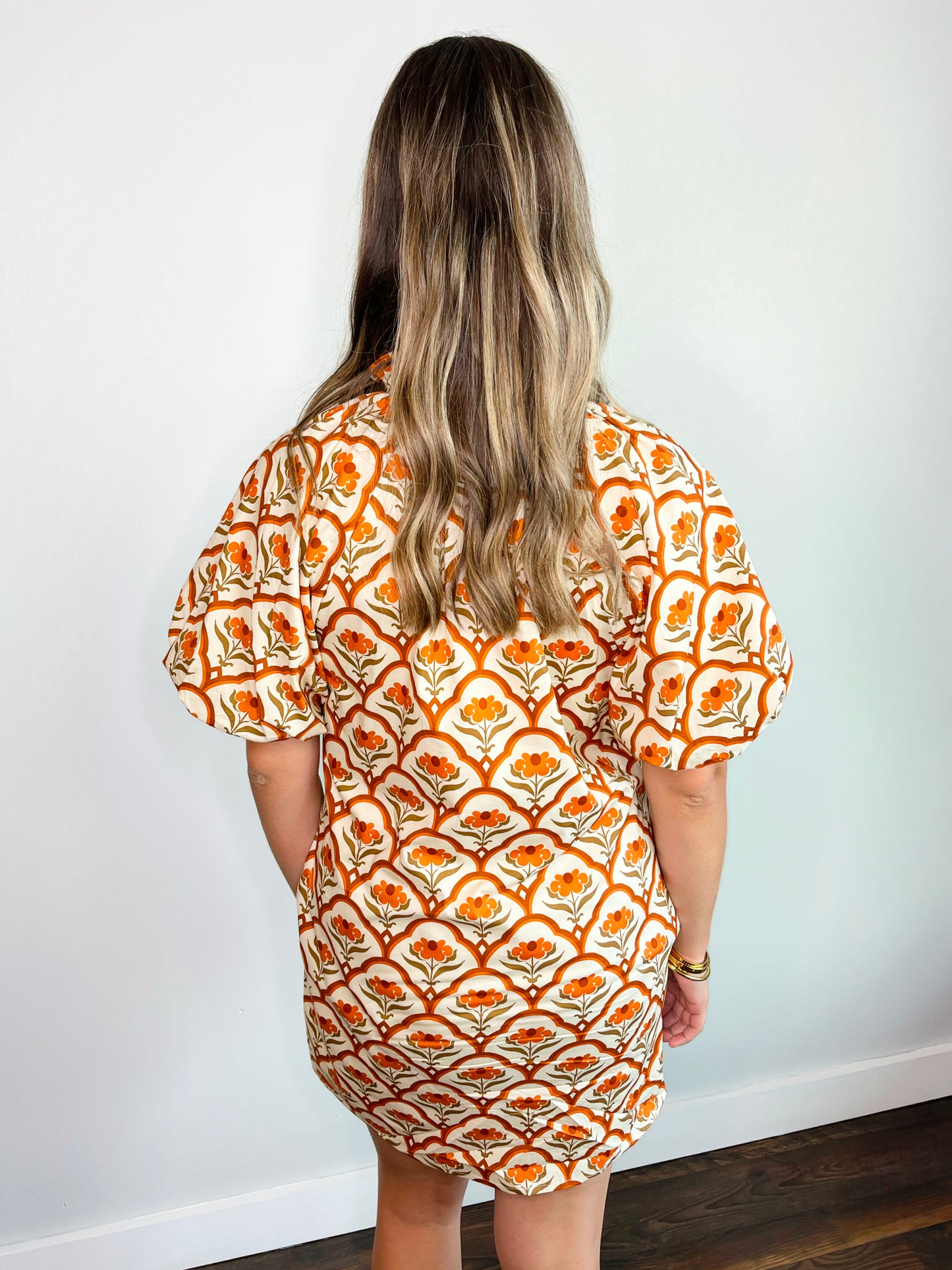 Macy Botanical Puff Sleeve Dress