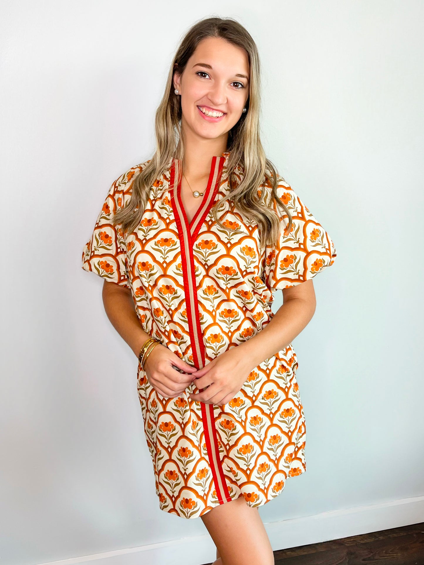 Macy Botanical Puff Sleeve Dress