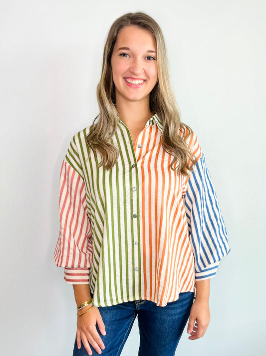 Frida Colorblock Striped Top