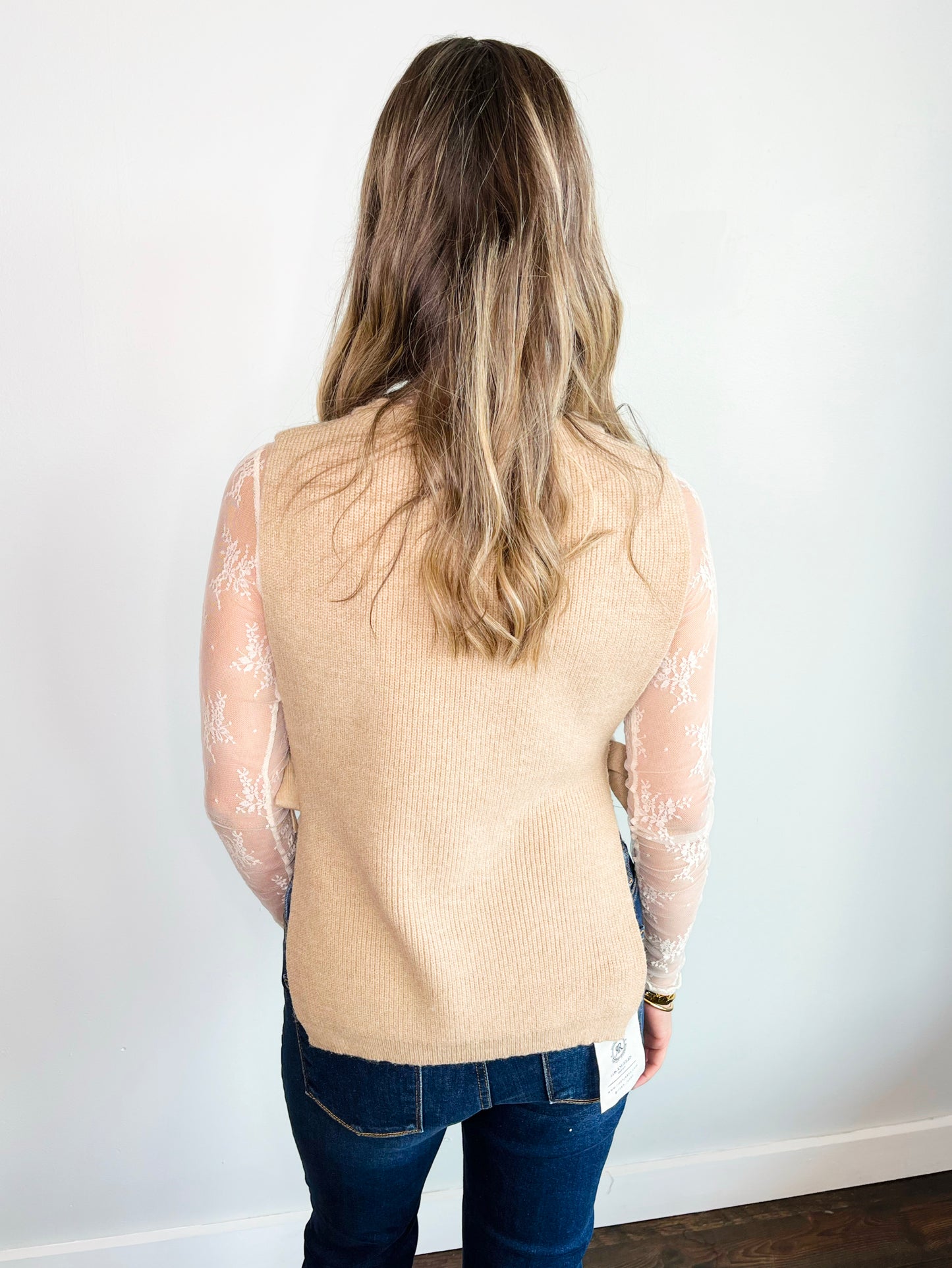 Katie Side Tie Sweater Vest | Beige