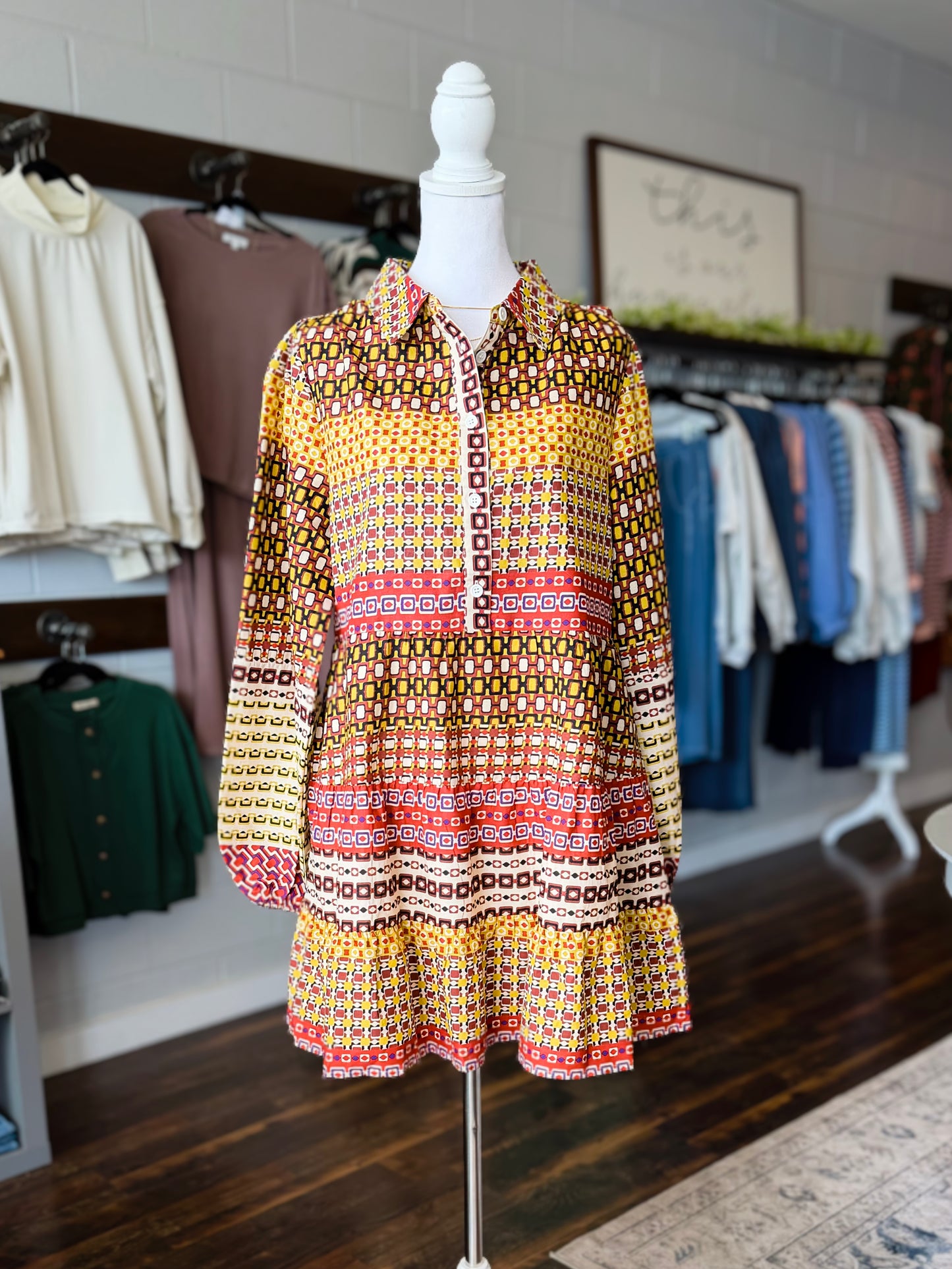Janie Border Printed Dress