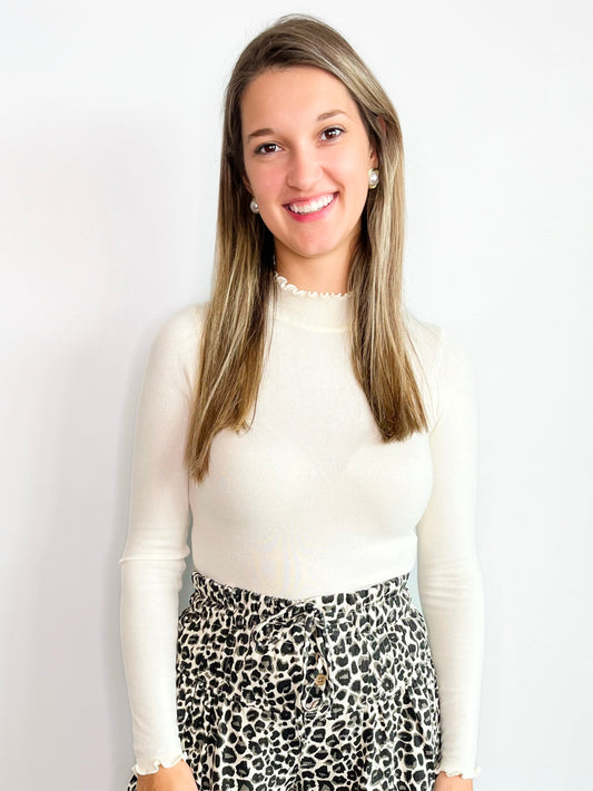 Birdie Lettuce Trim Top | Cream