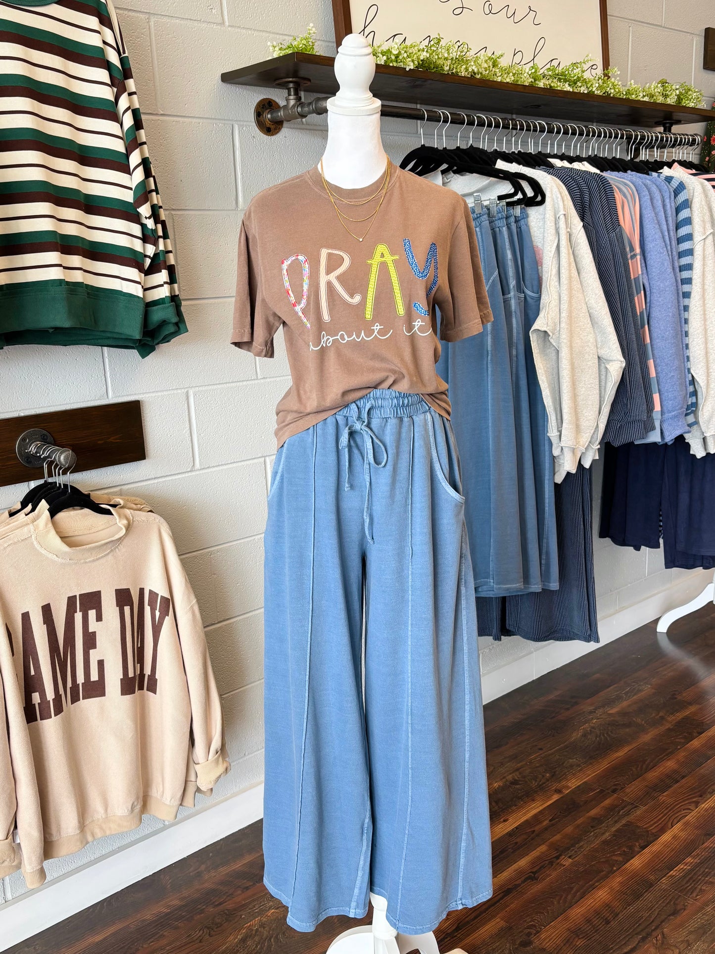 Ashton Cropped Wide Leg Pants | Dusty Blue