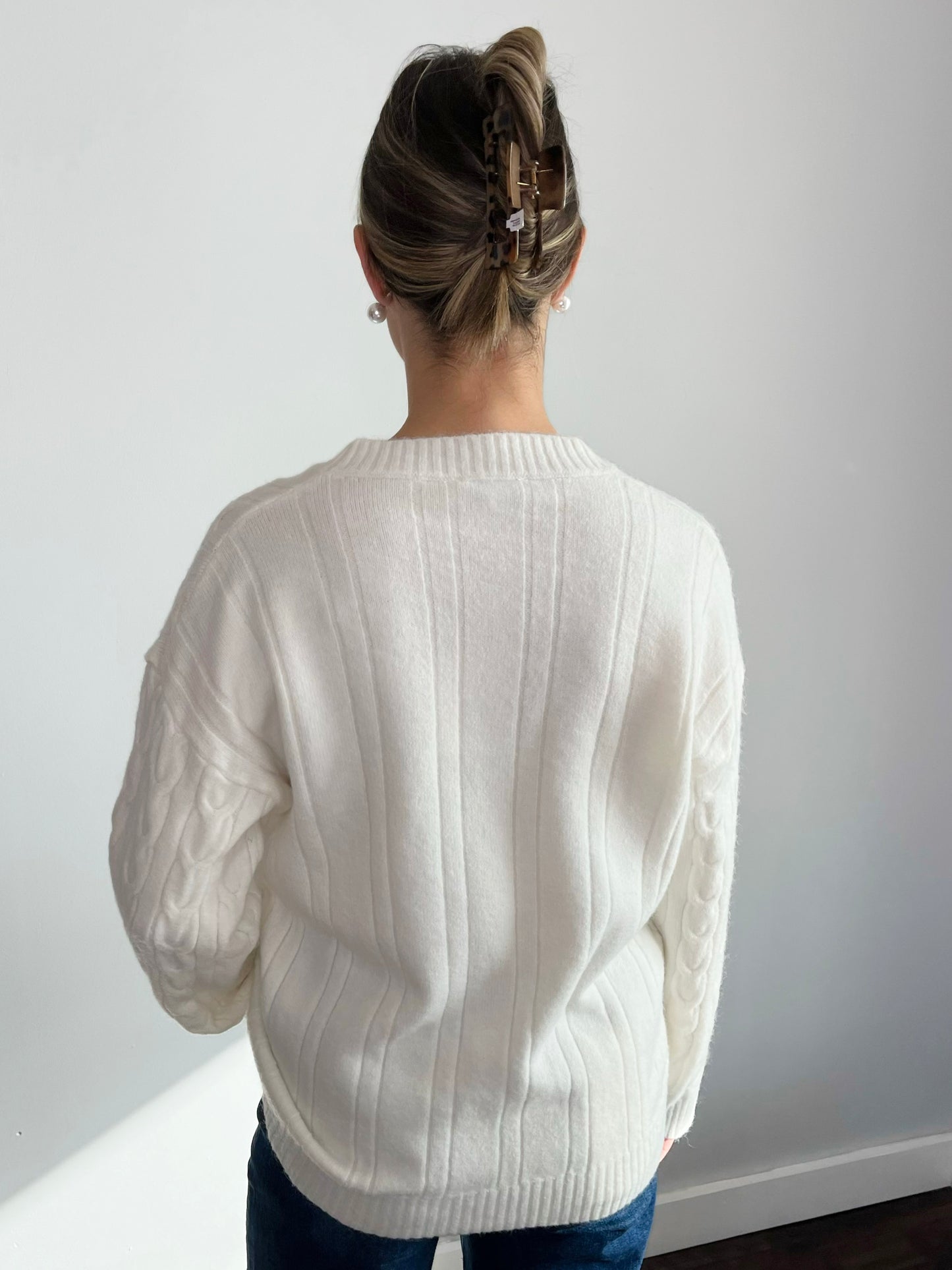 Brandi Ultra Soft Braided Sweater | Ivory