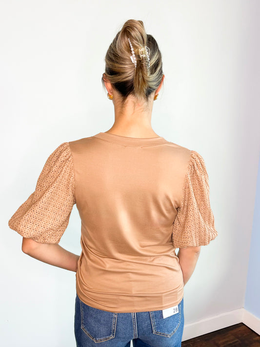 Constance Puff Sleeve Top | Truffle