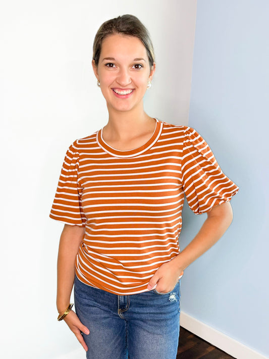 Celia Striped Puff Sleeve Top
