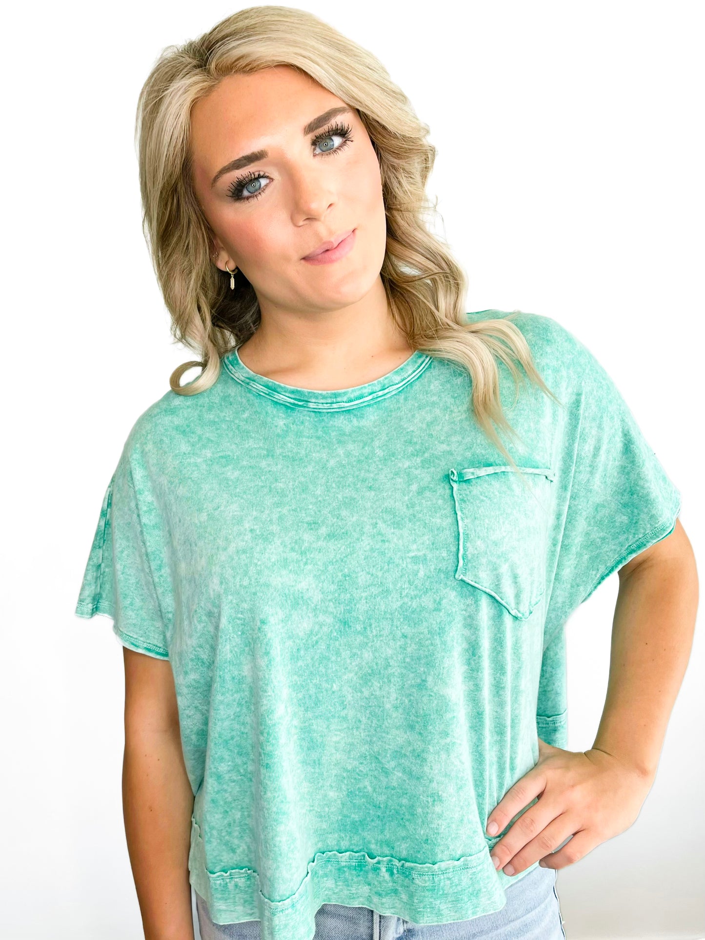Jenna Washed Oversized Top | K Green