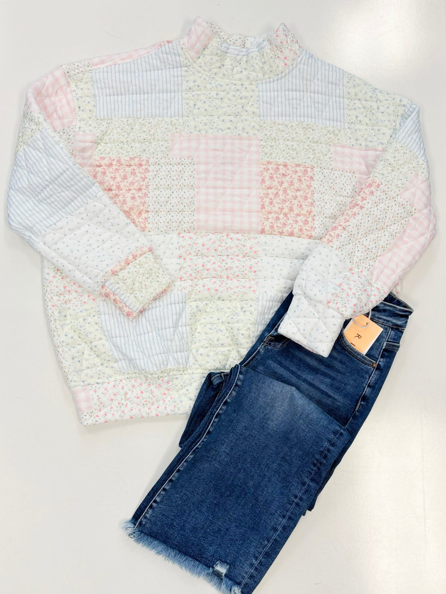 Valerie Quilted Mock Neck Sweatshirt