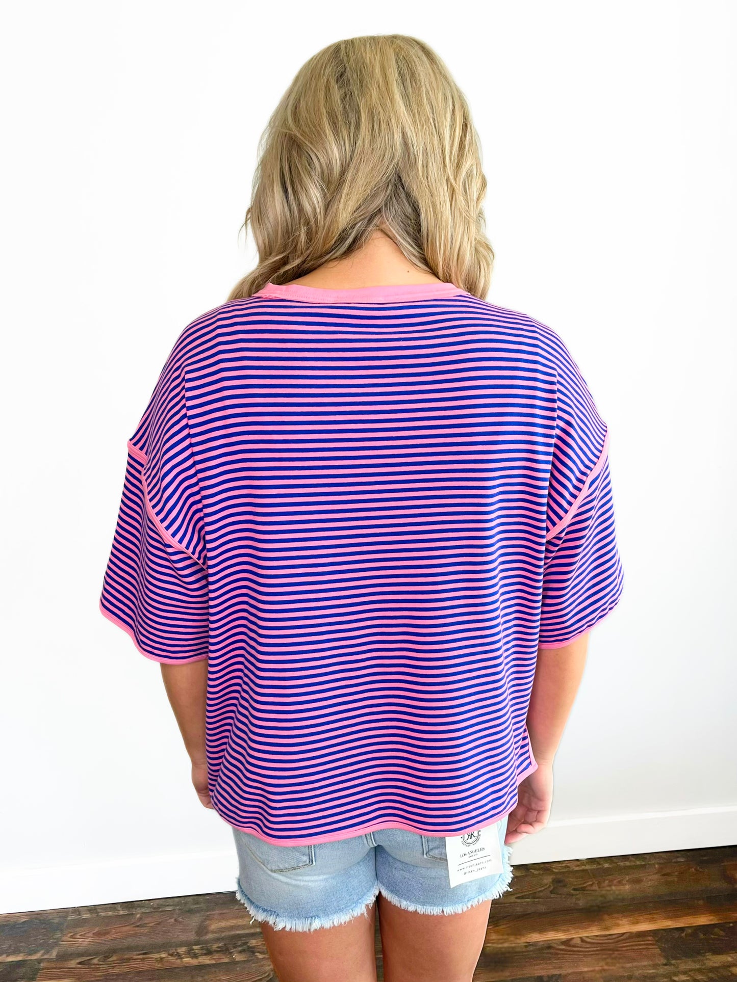Asher Oversized Striped Top | Pink/Royal