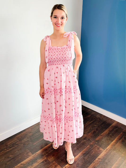 Rainie Mixed Floral Tie Shoulder Maxi Dress