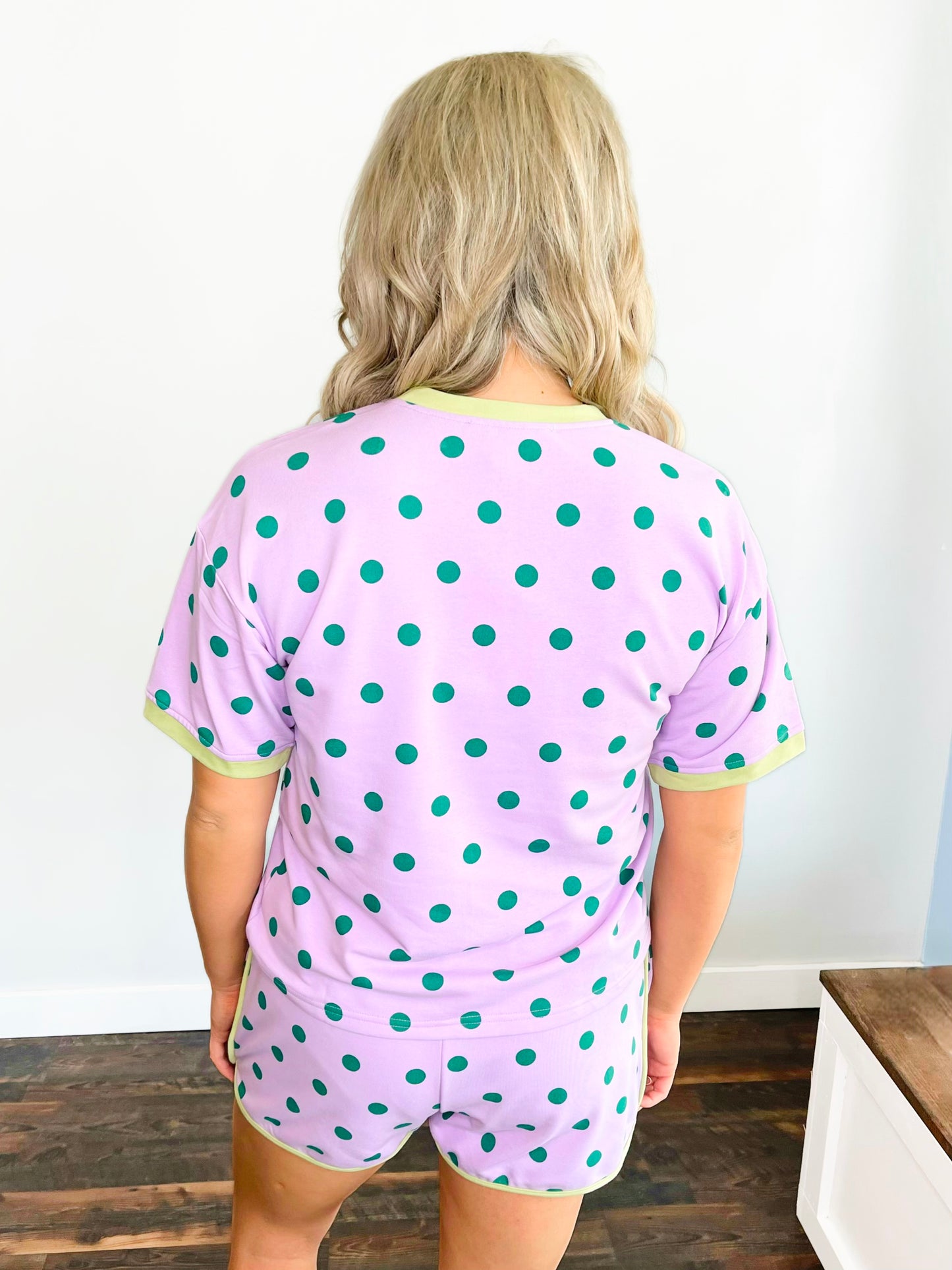 Pierce Polka Dot Short Set | Lavender/Green