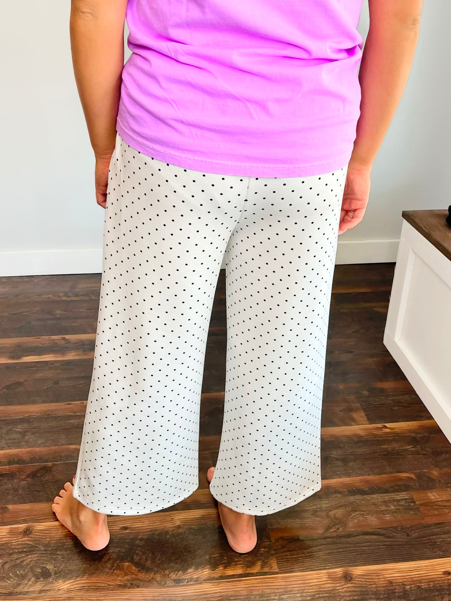 Leila Polka Dot Wide Leg Pants | White/Black