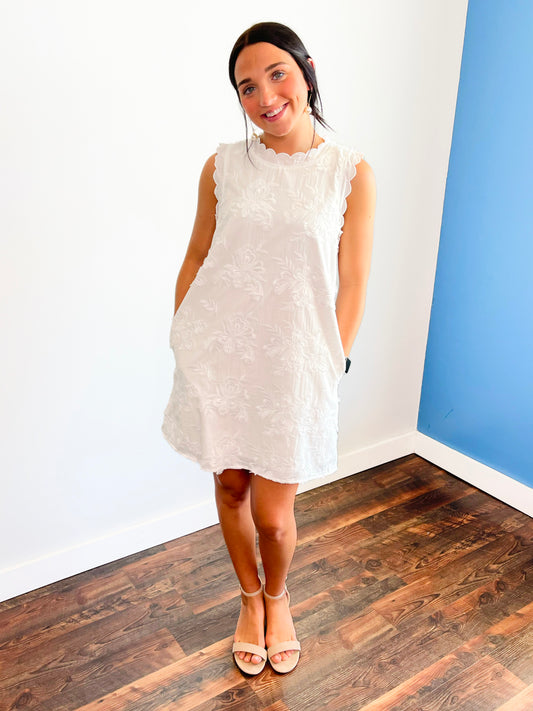 Joy Floral Applique Dress | Off White