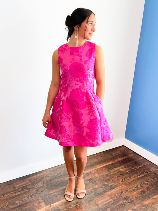 Vivienne Floral Jacquard Dress | Pink